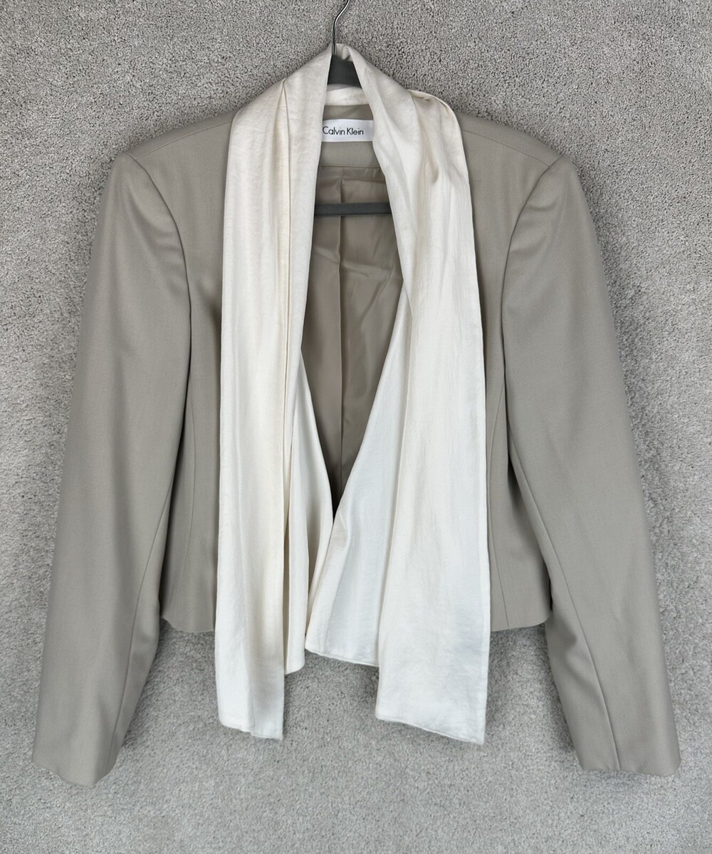 Calvin Klein Shawl Collar Jacket Light Tan Womens size 14 Fashion Business